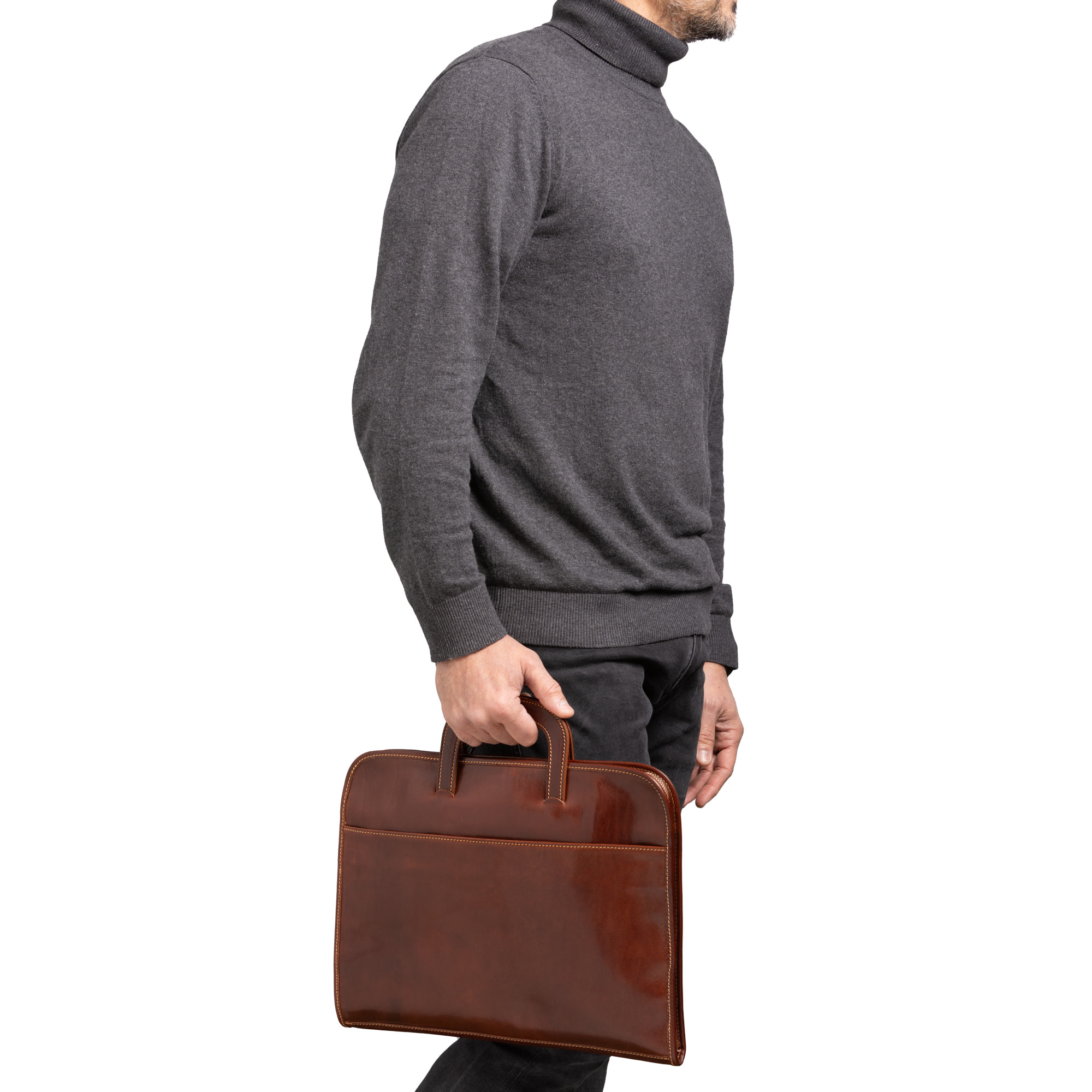 Borsa da lavoro  da uomo In Vera pelle Made in Italy 40x30x6 cm