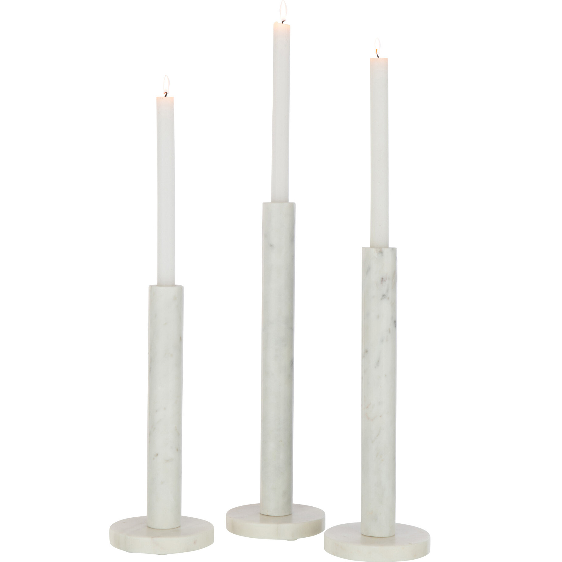 J-Line bougeoir Marbre - pierre - blanc - set de 3