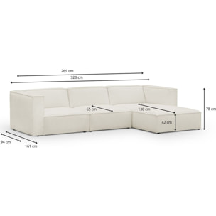 Canapé d'angle à droite modulable 5 places en tissu bouclette - REZIA