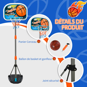 Panier de basket-ball sur pied avec poteau base lestage panneau + ballon + pompe hauteur réglable 1,26 – 1,58 m
