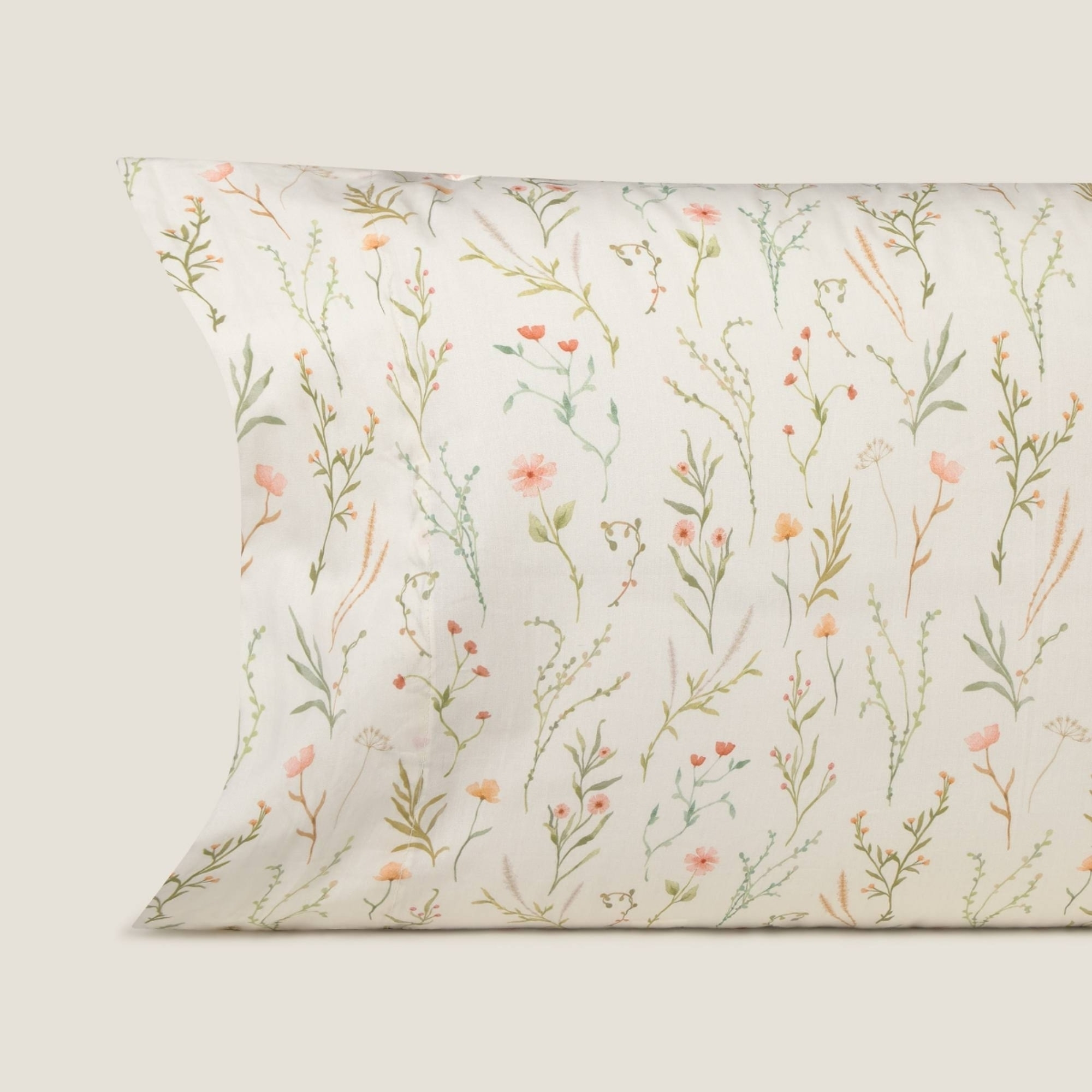 Funda de almohada algodón percal 180 hilos estampado floral Rita color verde 100% Algodón percal