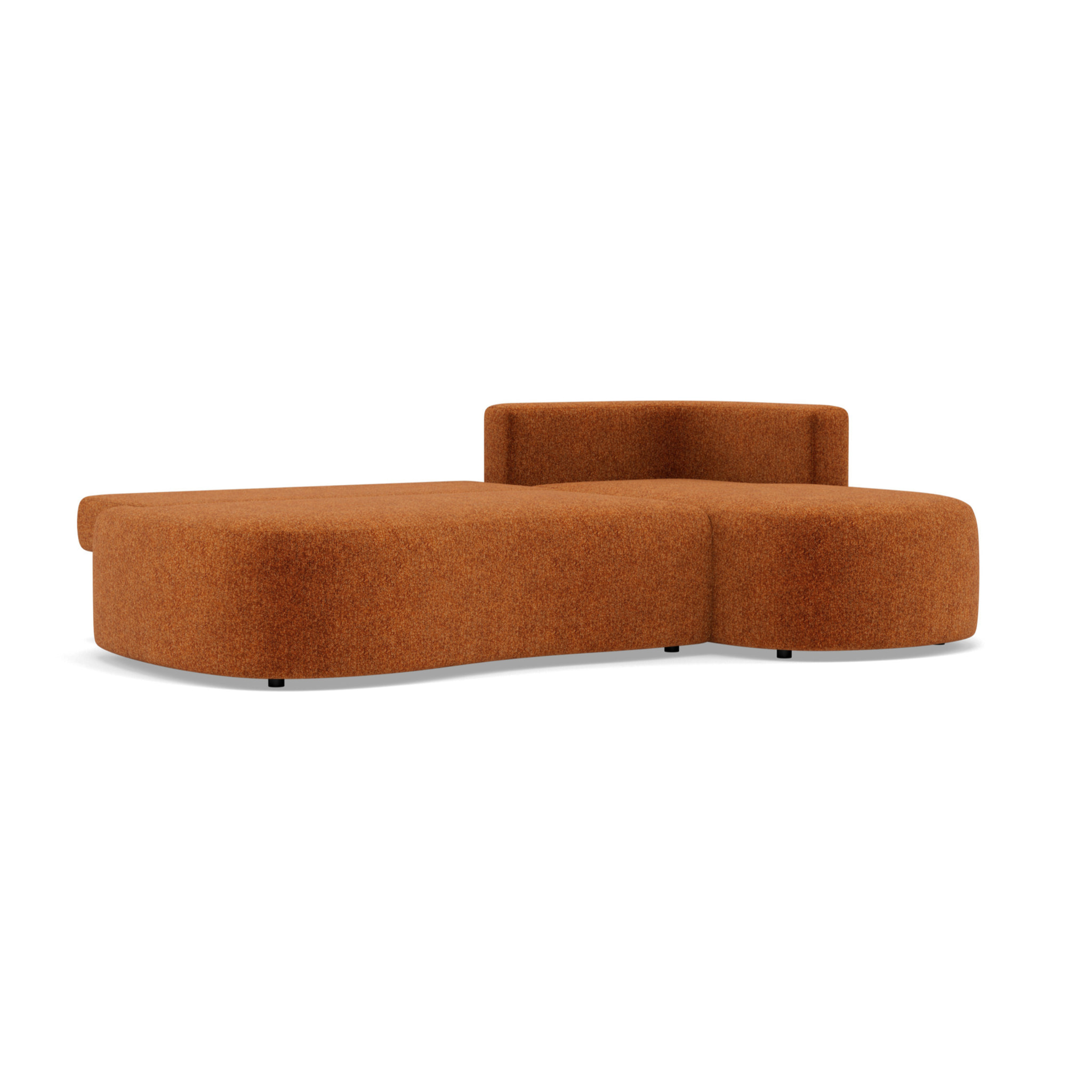 Mahina - canapé d'angle droit 4 places convertible avec coffre en tissu texturé - Terracotta