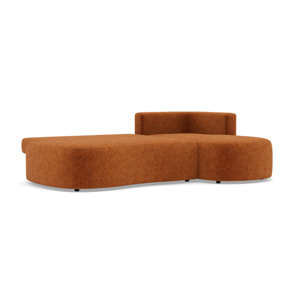 Mahina - canapé d'angle droit 4 places convertible avec coffre en tissu texturé - Terracotta