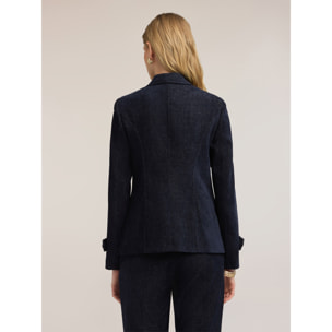 Motivi - Blazer in velluto con bottoni gioiello - Blu