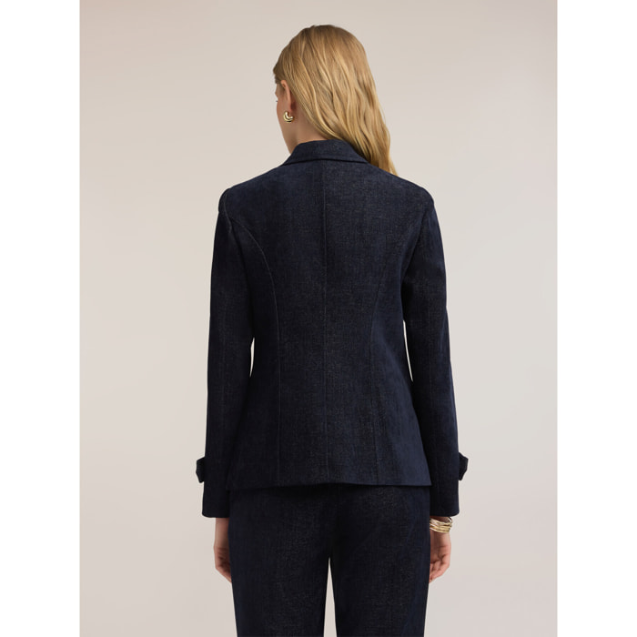Motivi - Blazer in velluto con bottoni gioiello - Blu