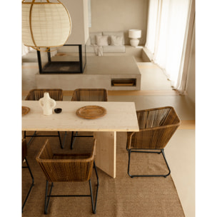 Table de salle à manger en bois massif en ton naturel en différentes tailles