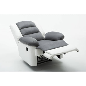 Fauteuil relax "Buckingham" - 85 x 93 x 100 cm - Blanc / Gris clair