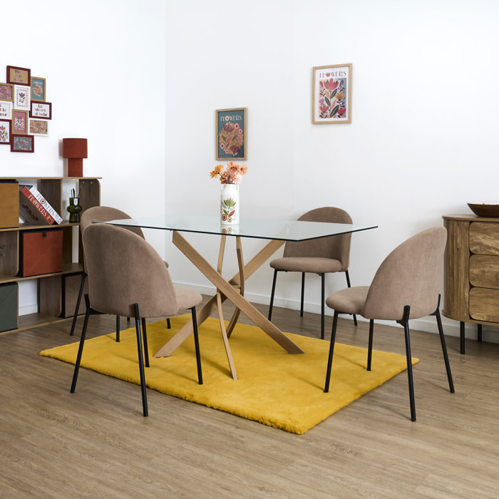 Lot de 4 Chaises - HOME DECO FACTORY - Jules - Côtelées - Taupe