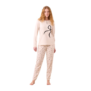 Pigiama donna invernale in caldo cotone articolo big fiocco. Noidinotte