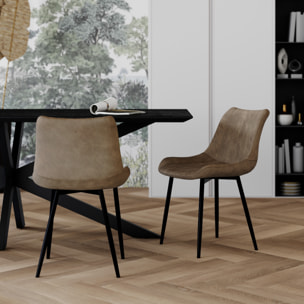 Lot de 2 chaises en cuir synthétique taupe et métal noir - Killi