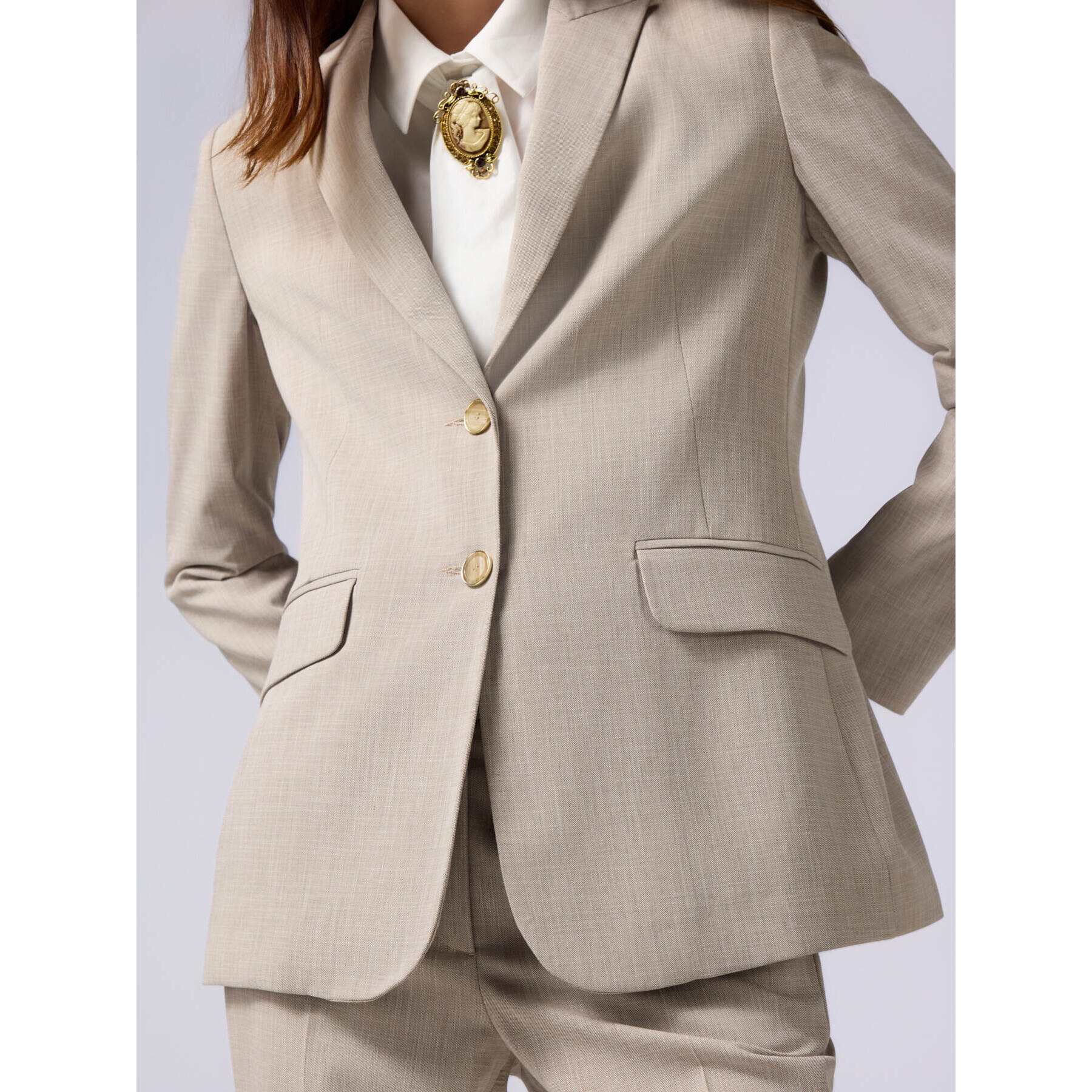 Oltre - Blazer fluido misto viscosa - Beige