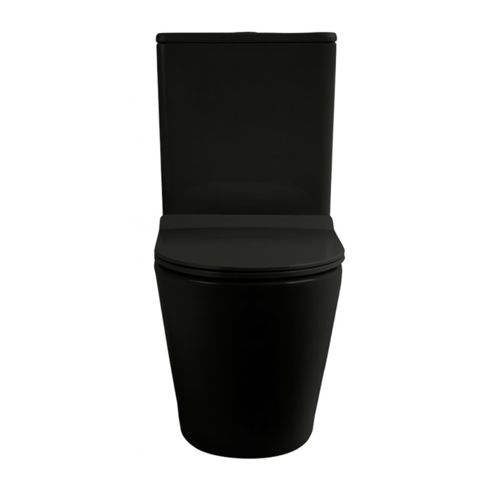 WC à poser sans bride céramique + abattant SoftClose + réservoir de chasse, alimentation par le bas, noir (CEPX030RREXVPBKMBI)