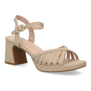 Sandalia tacón ancho plataforma elegante para mujer