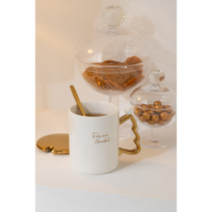 J-Line tasse Xmas - céramique - blanc/or - 3 pcs