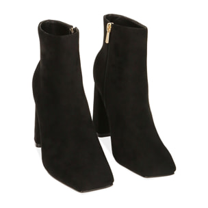 Ankle boots neri in microfibra, tacco 9 cm