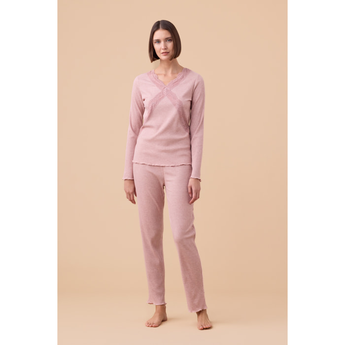 Pigiama donna in costina di viscosa articolo classic Noidinotte