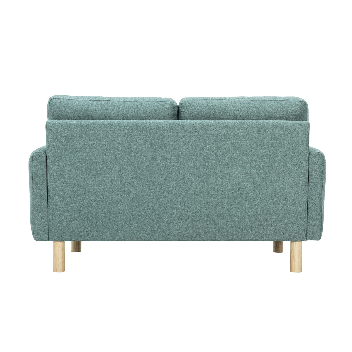 Canapé design 2 places en tissu vert de gris et bois clair BONO