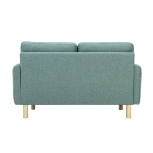 Canapé design 2 places en tissu vert de gris et bois clair BONO