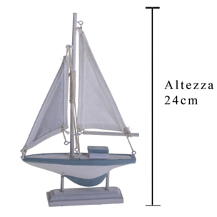 Barca. Altezza 24 Cm - Pezzi 4 - 14X24X3cm - Colore: Blu  - Bianchi Dino - Marina, Decori Tema Marino