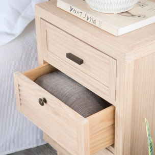 Table de chevet Venice -bois massif, panneau de mdf et placage naturel-couleur naturel 46 x 69 x 37 cm