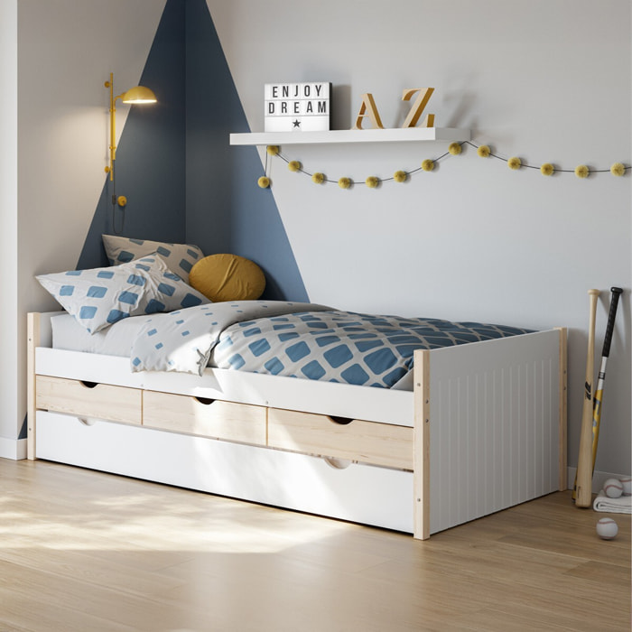 Lit gigogne enfant à tiroirs en bois - OWAN