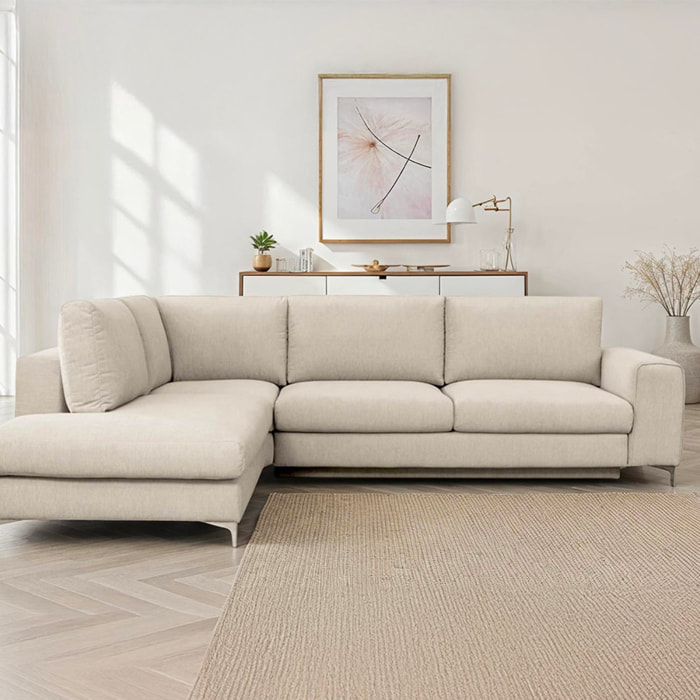 Canapé d'Angle Gauche Tissu Fiesole, 3 Places, Couchage Intégré, Coffre de Rangement, Housse Déhoussable