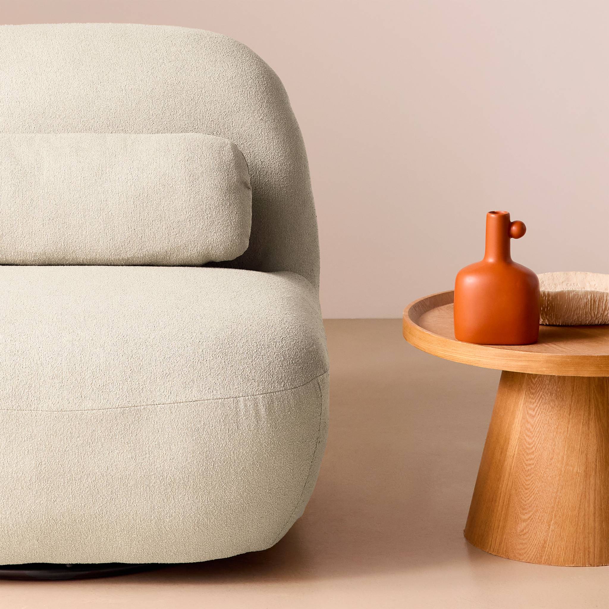 Fauteuil pivotant 360 bouclette texturée SPINO