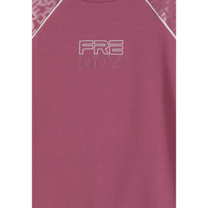 T-shirt bambina con stampa lucida e maniche raglan