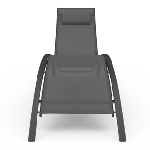 Transats inclinables Havana 4 positions gris - lot de 2