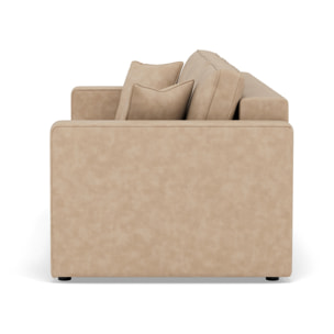 Topaze - canapé droit 3 places convertible avec coffre en simili - Beige