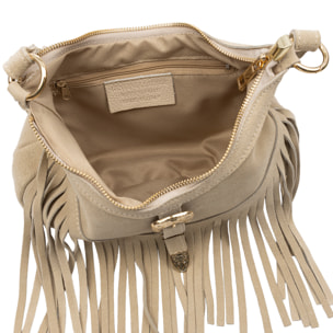 Barlassina bolso bandolera Mujer. Piel auténtica Gamuza, con flecos.