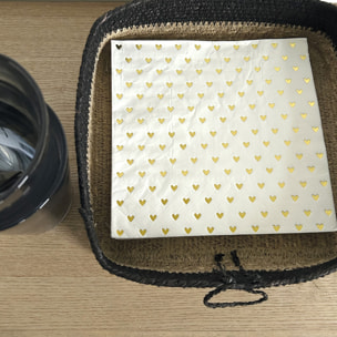 Lot de 20 serviettes en papier coeurs - Doré