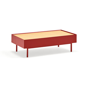Mesa de centro Arista con 2 cajones burdeos