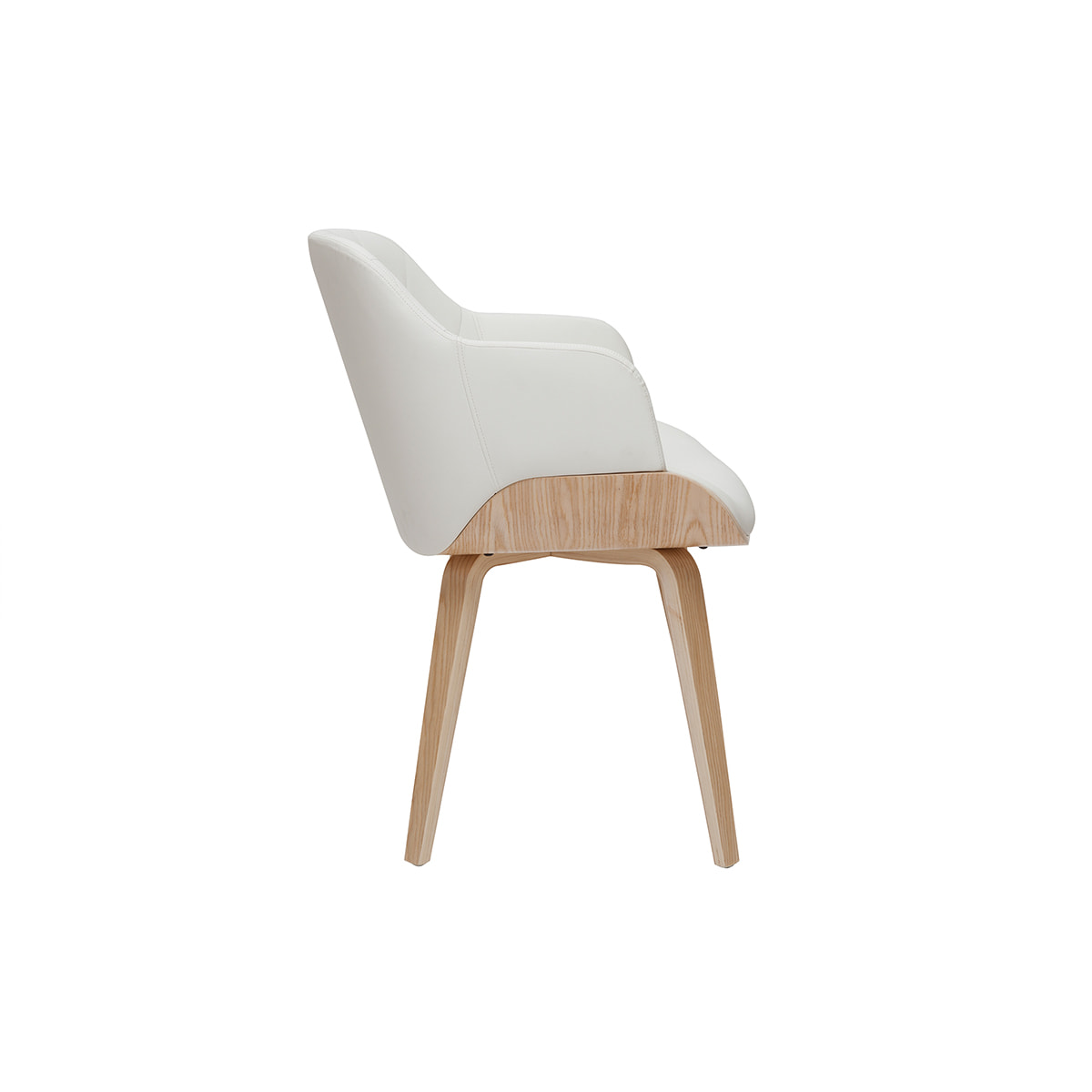 Chaise design blanc et bois clair LUCIEN