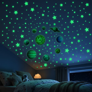 Stickers Muraux décoration adhésifs phosphorescent planètes du système solaire