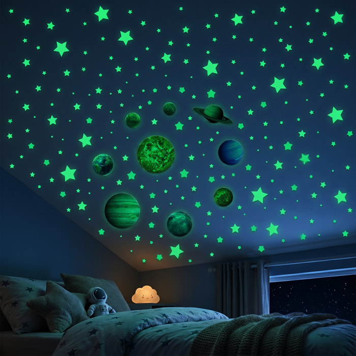 Stickers Muraux décoration adhésifs phosphorescent planètes du système solaire