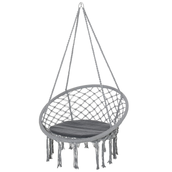 Silla Colgante Redondo de Ø60 cm con Cojín Interior y Exterior 80x80x42 cm Gris