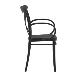 Set di 2 sedie RIO in polipropilene antracite con braccioli, impilabili