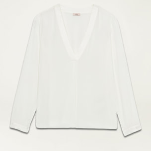 Oltre - Blusa in viscosa crêpe - Bianco