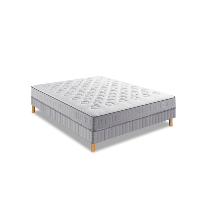 Ensemble INITIAL matelas H23 ressort ensachés, ferme, sommier