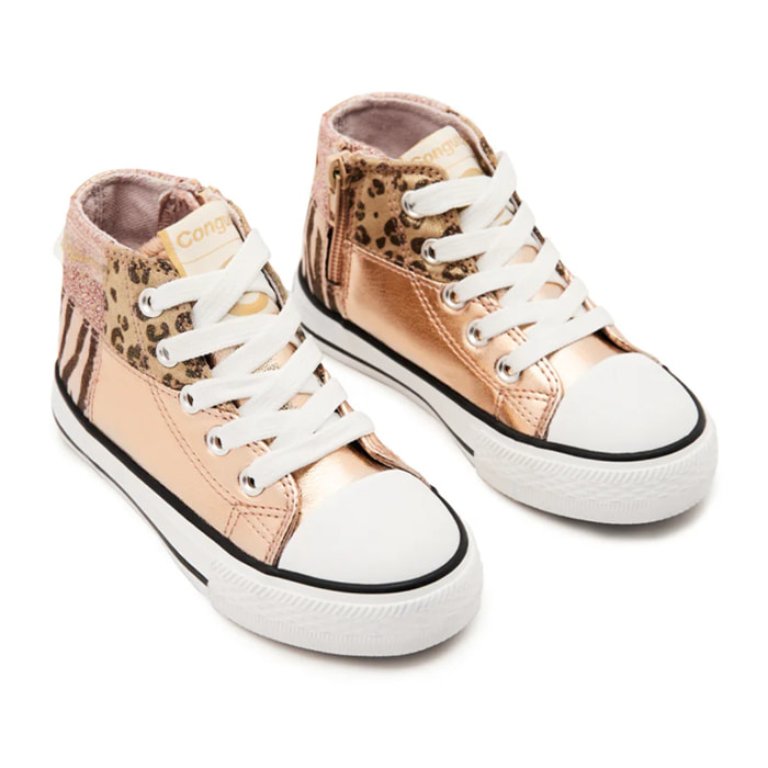 Zapatillas Altas Patchwork Oro