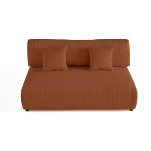 Garance - module d'assise 3 places - en velours côtelé - Terracotta