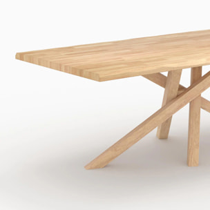 Table rectangulaire en bois d'hévéa massif clair 8 personnes - Robin
