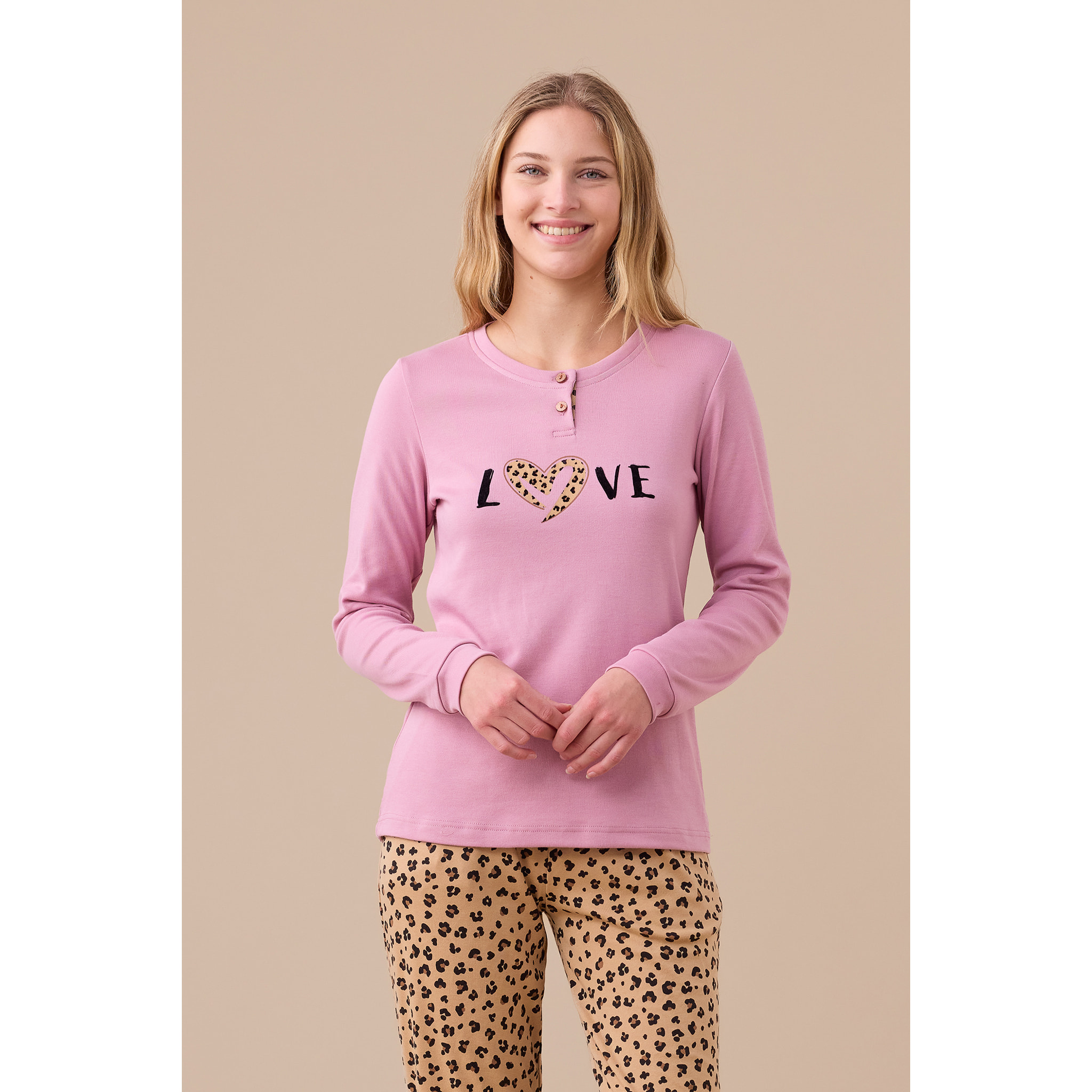 Pigiama donna invernale in caldo cotone articolo animalier. Noidinotte