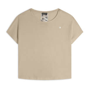 T-shirt maniche a kimono con stampa fantasia sul retro