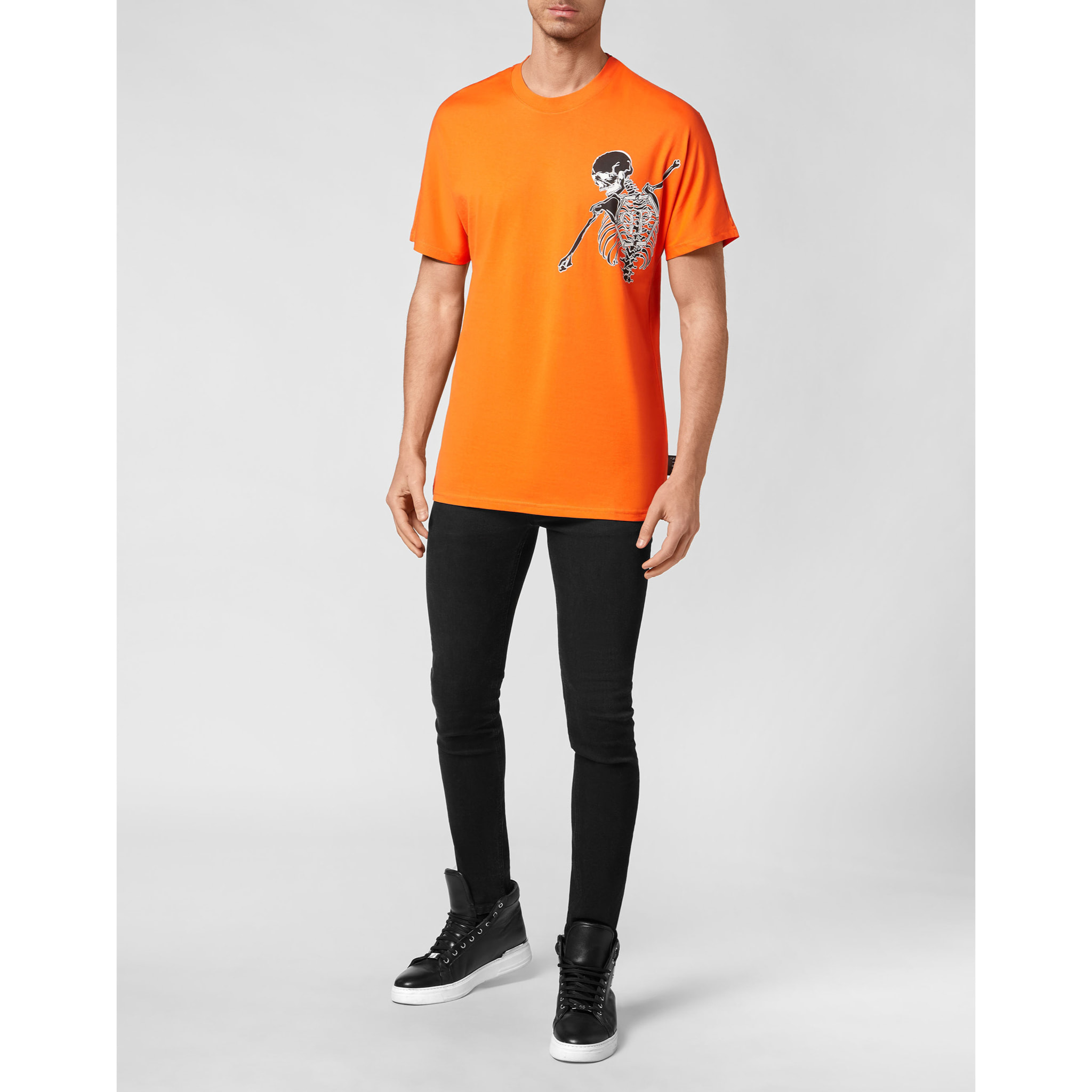 PHILIPP PLEIN T-Shirt Round Neck SKELETON
