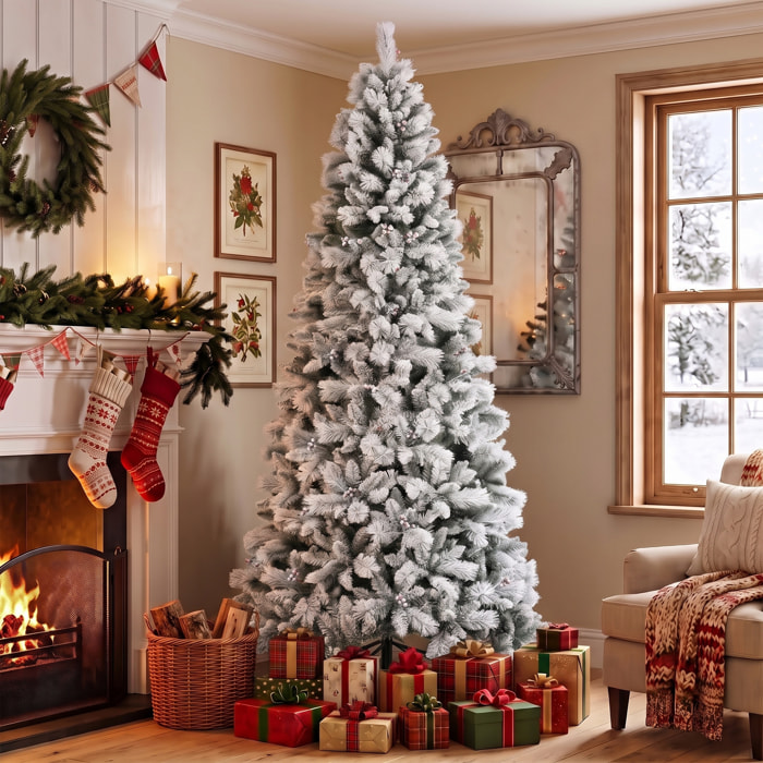 HOMCOM Árbol de Navidad 270 cm, Árbol de Navidad Artificial con 1507 Ramas y Base Metálica Plegable, Realista de Pino Completo, Montaje Rápido, Decoración Navideña para Salón, Interior, Blanco