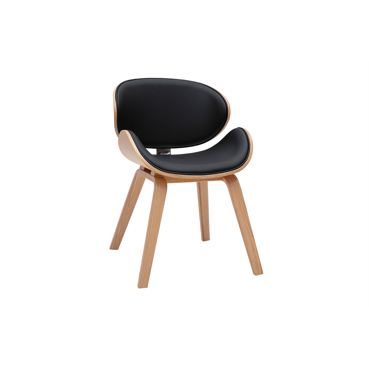 Chaise design noire et bois clair WALNUT