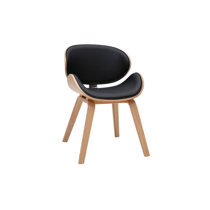 Chaise design noire et bois clair WALNUT