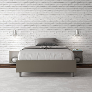 Cama sin somier acolchada 140x210 cuero sintético capuchino Azelia